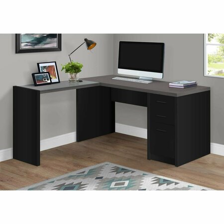 DAPHNES DINNETTE Tempered Glass Corner Computer Desk - Black & Grey Top DA3061474